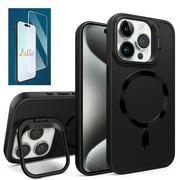 Allytech iPhone 12 Case with Screen Protector, Magsafe Compatible Shockproof Rugged Kickstand Protective Anti-Scratch Luxury Phone Case Cover for Apple iPhone 12, Black